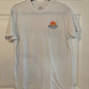 O'Neill Men's White Sun Swell Tee Shirt - Sunset Ocean Graphics - Size L
